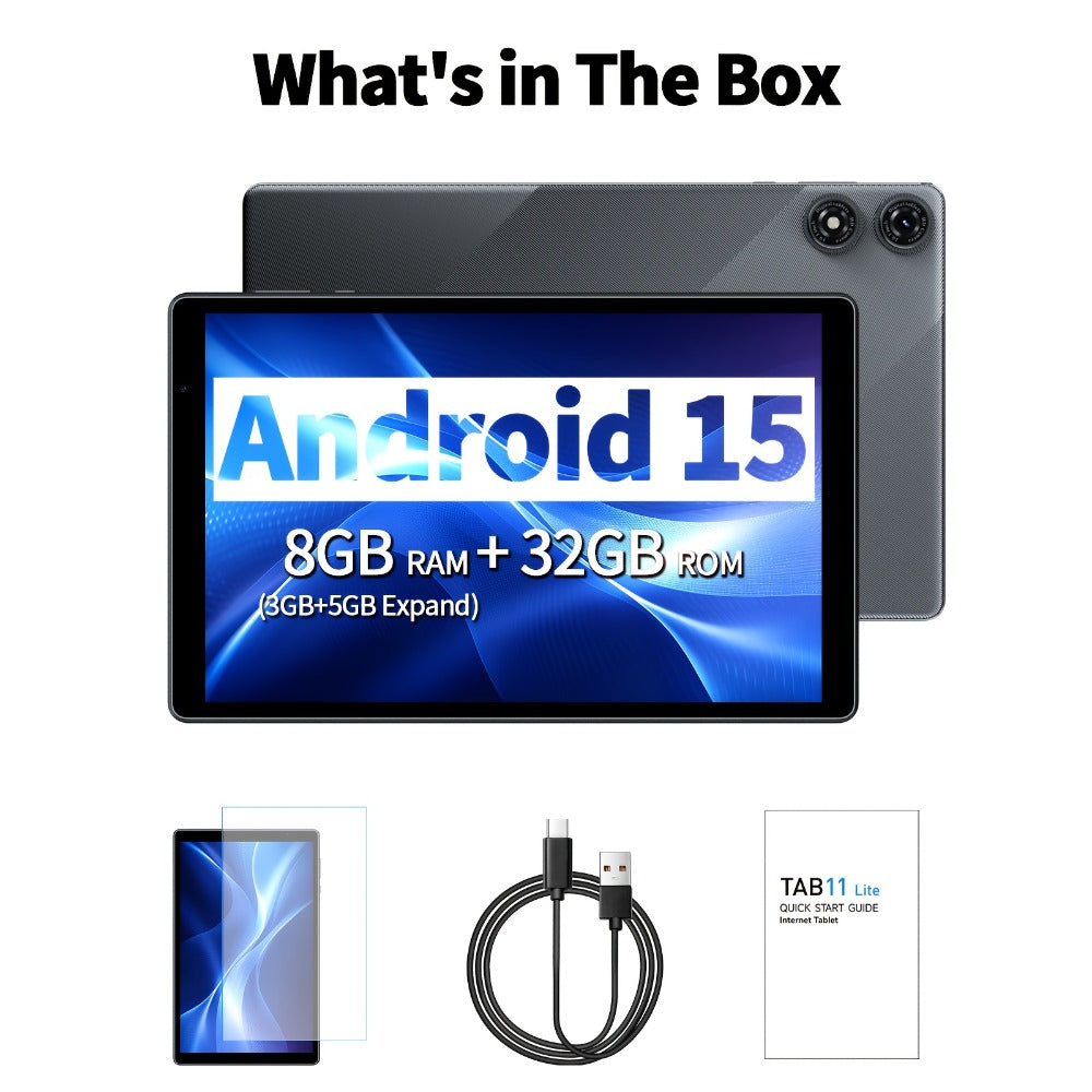 Android Tablet 10.1-Inch 2-in-1 with Android 15, 8GB Total RAM, 32GB Internal Storage and Keyboard Sets