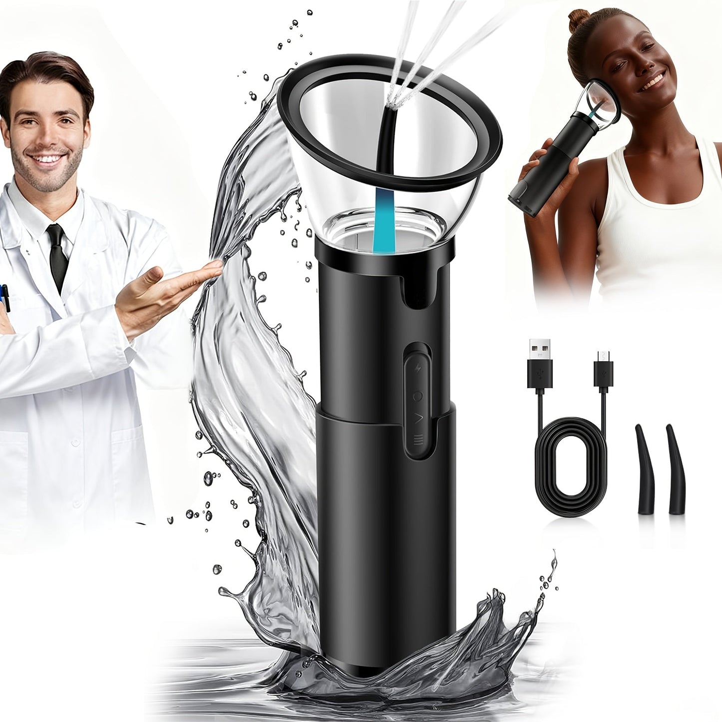 Electric Ear Wax Removal System – Water-Powered Ear Irrigation Flusher, IPX7 Waterproof, Safe & Effective Ear Cleaning Tool for Wax Buildup