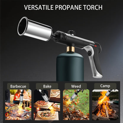 Handheld Propane or MAPP Torch with Trigger Ignition, Flame Control and Black or Golden Finish