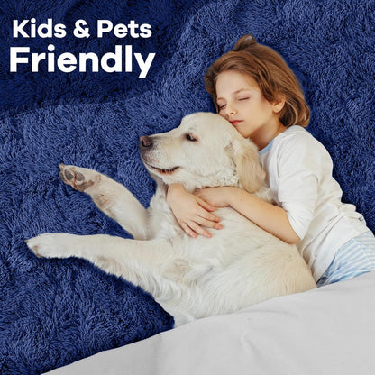 Area Rug, 4x6 Foot Shaggy Faux-Fur Indoor Carpet in Five Solid Colors with Machine-Wash Care