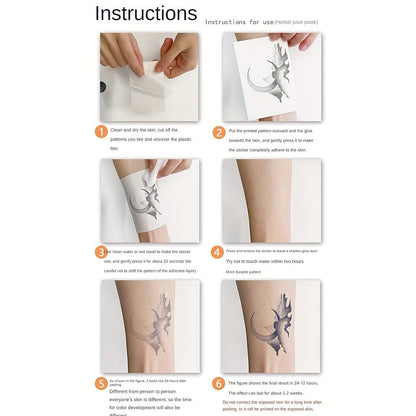 Semi-Permanent Tattoo Stickers 6 Large Sheets Lasts 7-15 Days | Herbal Plant-Based Formula Waterproof Friction-Resistant | Realistic Compass Wings Anchor Body Art | Pain-Free Fake Tattoo for Men Women
