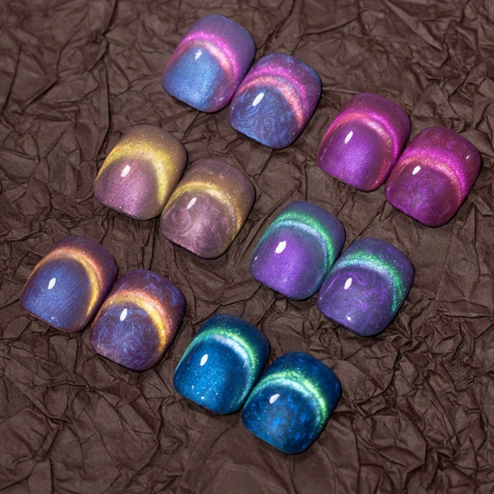 Cat Eye Gel Nail Polish Set 6Pcs 9D Aurora Magnetic Glitter Pearl Shell Effect – Soak-Off Semi-Permanent UV LED Gel Varnish Nail Art Kit for Home Salon Manicure Gift for Women