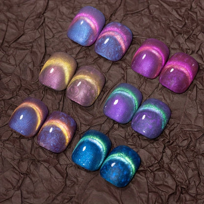 Cat Eye Gel Nail Polish Set 6Pcs 9D Aurora Magnetic Glitter Pearl Shell Effect – Soak-Off Semi-Permanent UV LED Gel Varnish Nail Art Kit for Home Salon Manicure Gift for Women