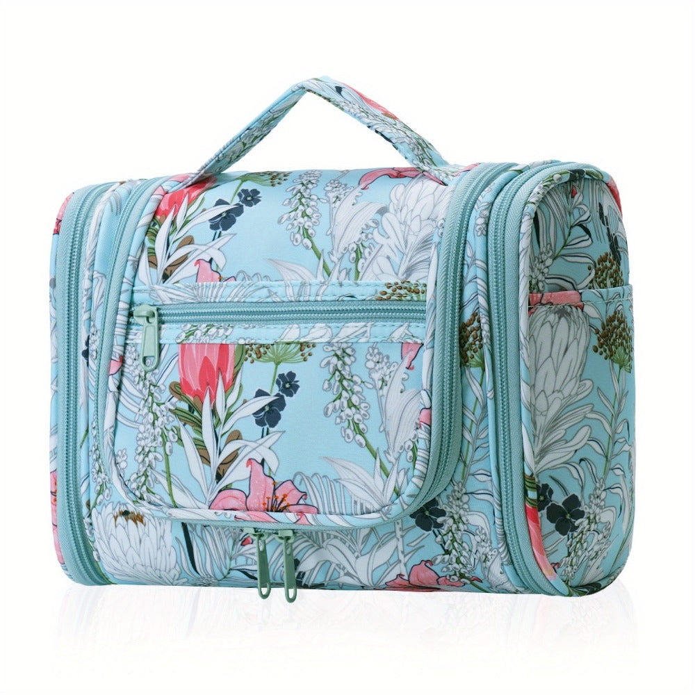 Toiletry Bag Hanging Multi-Pocket Shower Organizer with Metal Hook, Carry Handle and Seven Print Options