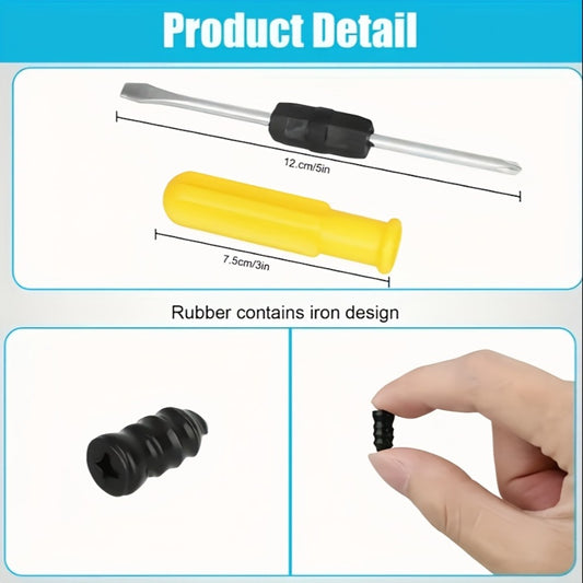 Tubeless Tire Repair Kit 121-Piece – Rubber Nail Plugs with Screwdriver, Emergency Puncture Repair Tool for Car, Truck & Motorcycle