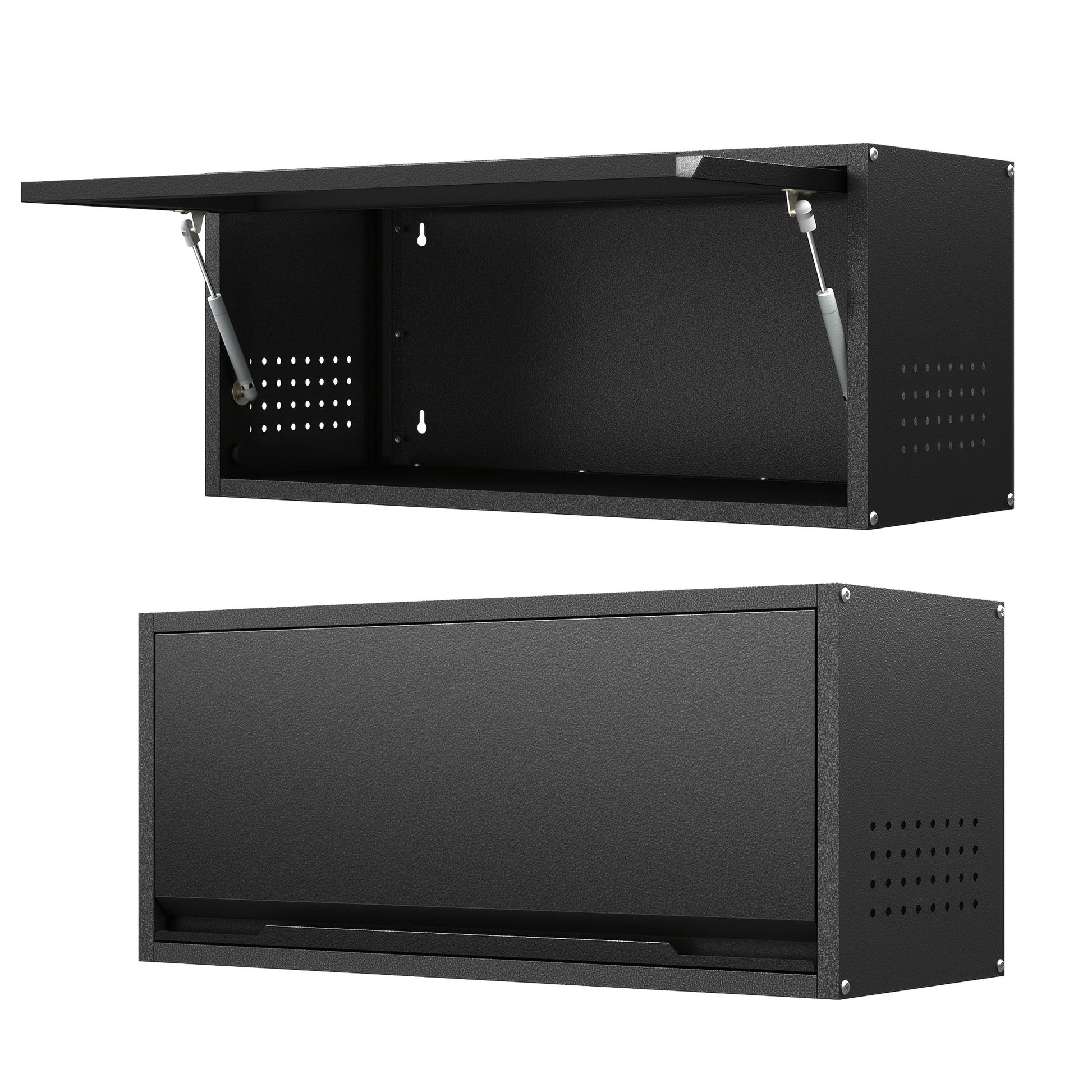 Wall Storage Cabinet shown in the Black option