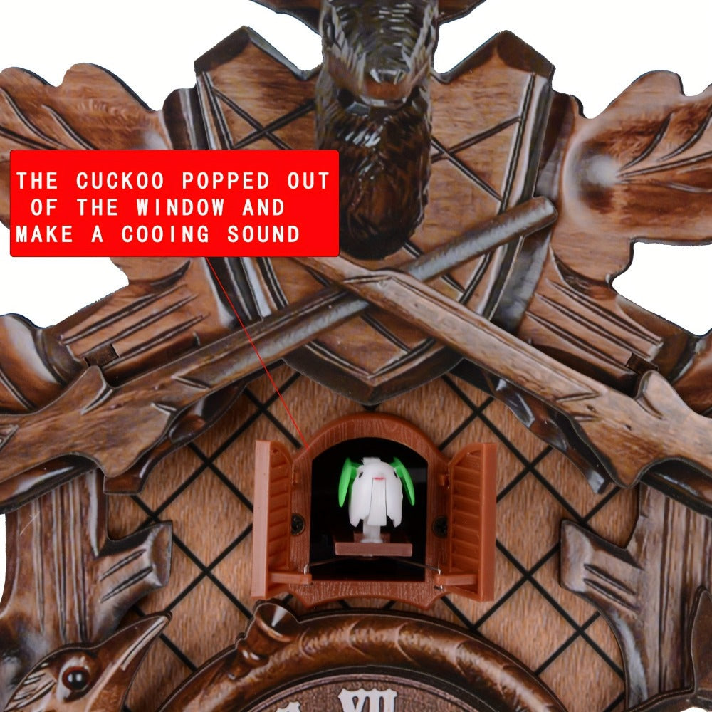 Cuckoo-Style Decorative Wall Clock with Pendulum and CL010 or CL303 Brown Wood-Look Model Options