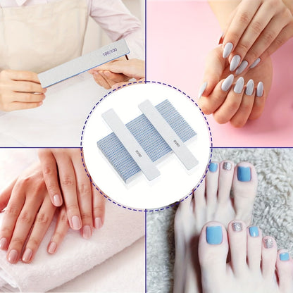 50-Piece Double-Sided Nail File Set in 80/80, 100/100 or 100/180 Grit Options for Acrylic and Gel Nails