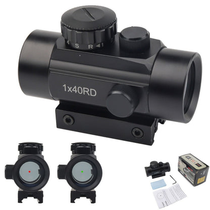 Red Green Dot Sight Scope 1x40 with Picatinny Rail Mount | 2 Reticle Types, Adjustable Brightness for Rifles, Shotguns, Airsoft & Tactical Shooting