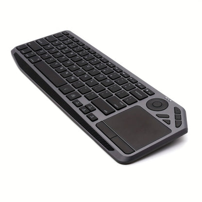 Touchpad Wireless Keyboard 2.4G Dual Mode – Backlit Multimedia Hotkeys, Type-C Rechargeable, All-in-One Remote for Smart TV, Android TV Box, Tablet, PC & Computer | Deep Grey