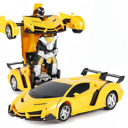 RC Transform Robot Car 1:18 Scale One-Button Deformation – Long Range Remote Control with LED Headlights & 360° Drift Stunt, Cool Birthday Christmas Easter Gift for Boys Girls Ages 3+