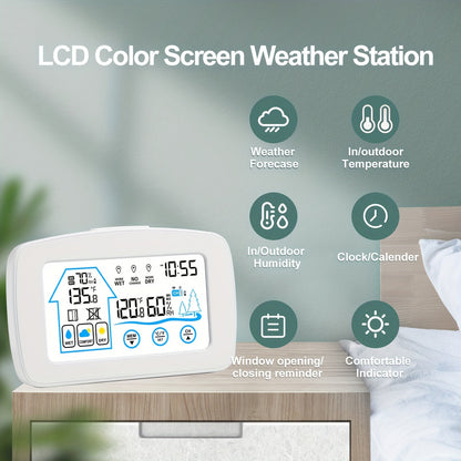 Digital Weather Station | Touch Screen Clock Thermometer Hygrometer
