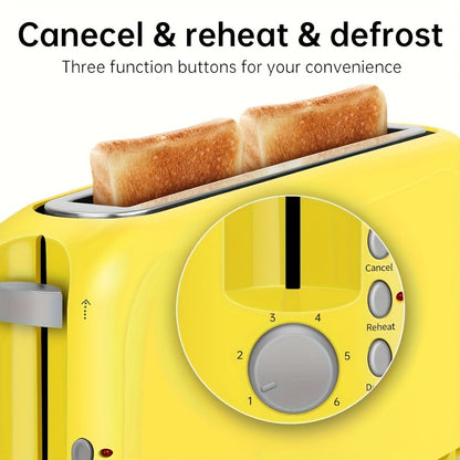 2-Slice Toaster Slim Ultra-Thin Design – 6 Browning Settings, 10" Long Slot, Reheat & Defrost Functions, Auto Shut-Off, Removable Crumb Tray, 6 Colors Available