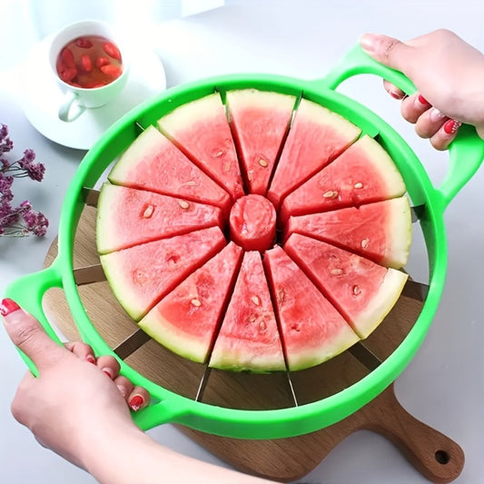 Stainless Steel Watermelon Cutter Slicer - One-Motion Core & Slice Tool, Reusable Fruit Separator for Kitchen