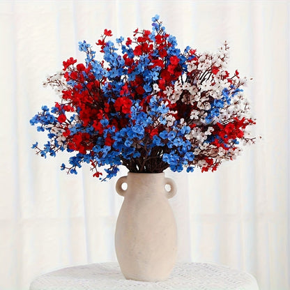 Artificial Flowers 15-Piece Red White and Blue Patriotic Set for Independence Day Table and Home Decor