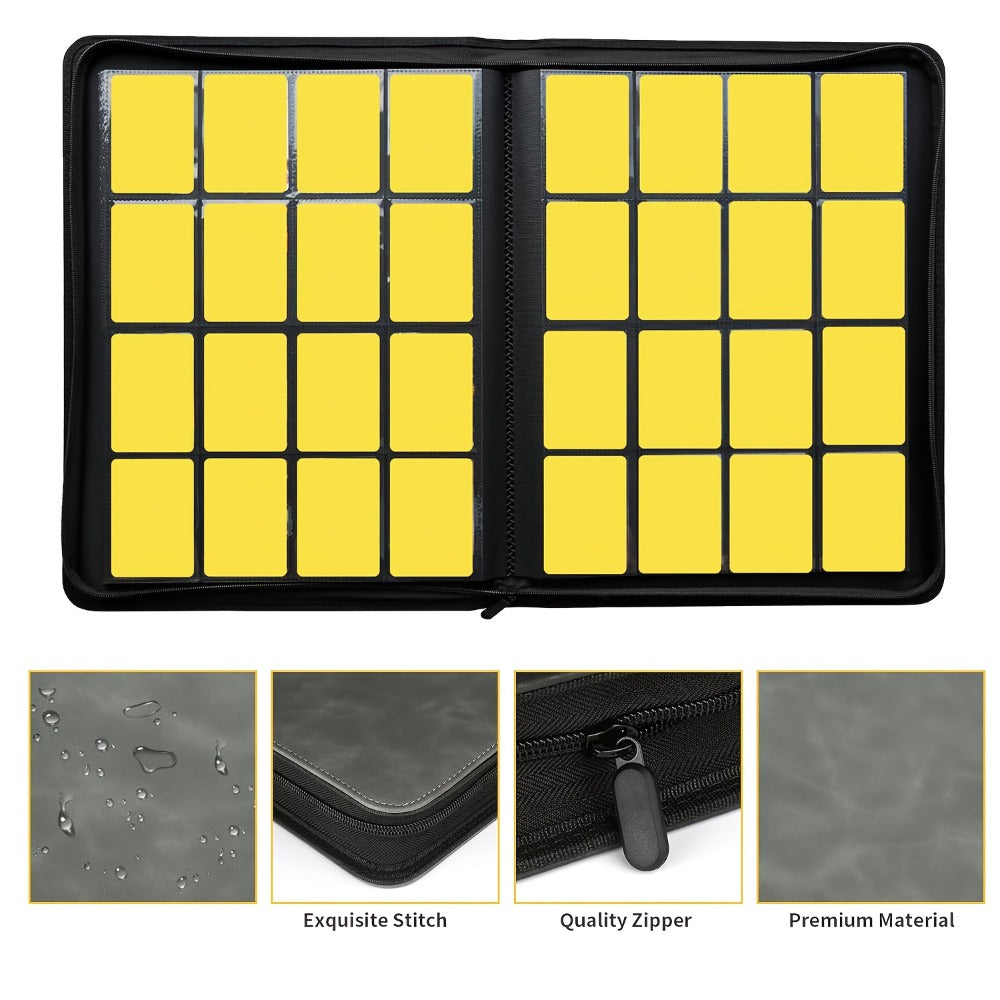 Blue Ringless Trading Card Binder with 16-Pocket Side-Loading Pages, Full Zipper and Large-Capacity Layout