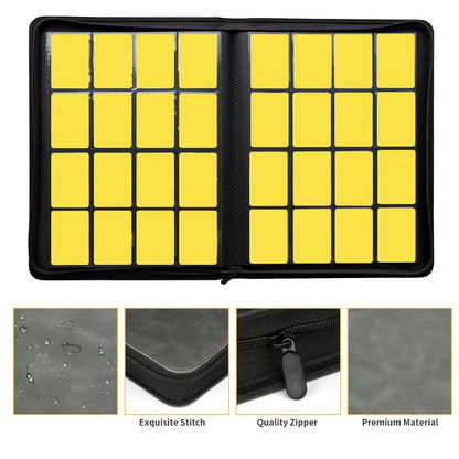 Blue Ringless Trading Card Binder with 16-Pocket Side-Loading Pages, Full Zipper and Large-Capacity Layout