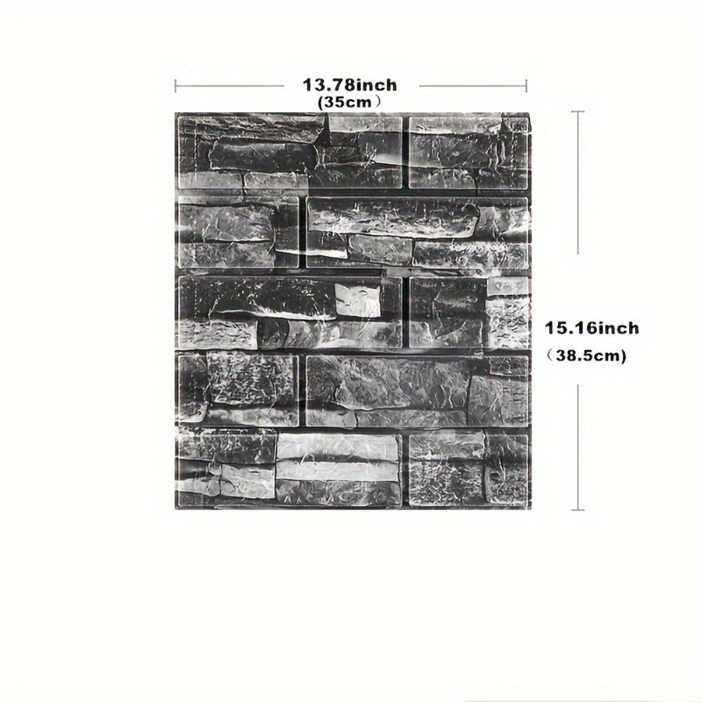 100-Piece 3D Foam Brick Wall Panel Set in Five Patterns with 13.78 x 15.16-Inch Self-Adhesive Tiles