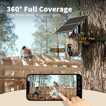 4G LTE Solar Trail Camera No WiFi Needed, Outdoor Security Camera 4K Night Vision, 360° Pan Tilt Live View