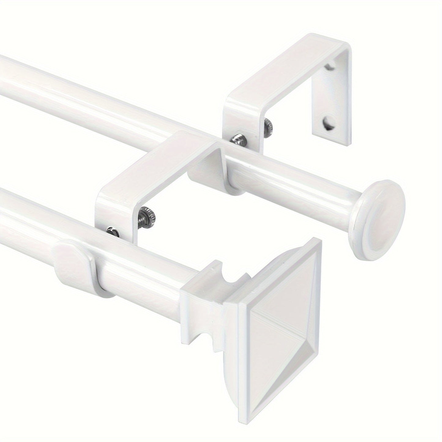 Double Curtain Rod Set with Square Urn Finials Adjustable Double Drapery Rod 5 Finishes 2 Sizes Window Curtain Hardware Easy Install