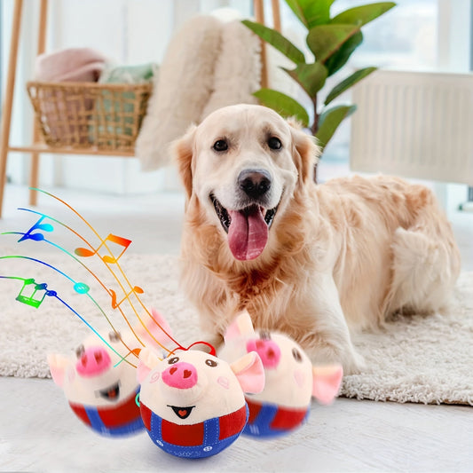 Dog Toy USB-Rechargeable Bouncing Character Ball with Recording and Music Modes in Five Styles