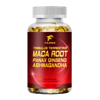 Men's Vitality Capsules with Tribulus Terrestris, Maca Root, Panax Ginseng & Ashwagandha – Daily Immune & Energy Support Supplement for Men | 120 Capsules | ShopVora UK