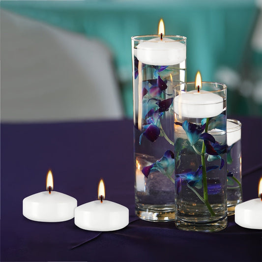 Floating Candles 2 Inch – 50 Pack White Paraffin Wax Candles for Wedding, Birthday, Valentine's Day, Halloween & Christmas Table Centerpiece Decor