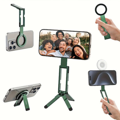 ULANZI MA60 Magnetic Phone Tripod 5-in-1 Foldable Stand Ultra-Slim 0.8cm 14N Dual Magnet 500g Load for Vlogging Content Creation Desktop Handheld Aluminum Alloy