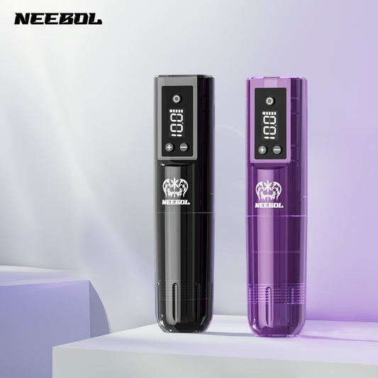 Wireless Rotary Tattoo Machine Neebol Cordless Pen — 6-8 Hour Battery Life, Portable Lightweight Design, Cartridge Compatible, for Professional Artists & Beginners, Black Pink Purple