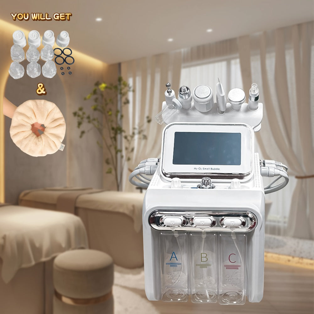 Hydrogen Oxygen Microbubble Facial Machine 6-in-1 / 7-in-1 – Dual Pump Deep Cleansing Skin Rejuvenation Beauty Device for Home Spa Use, Optional Face Mask Included