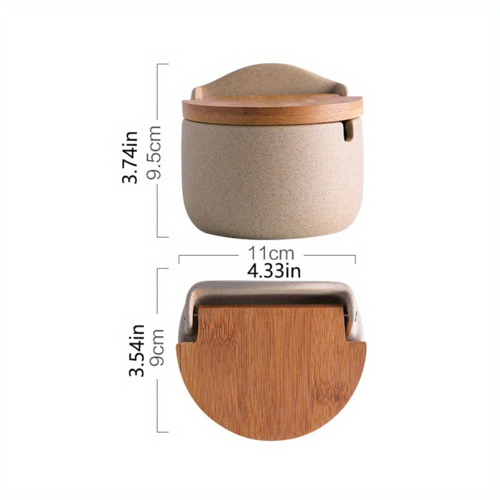 Ceramic-Style Seasoning Pot Set with Lids, Spoons and Tray in One-, Two- or Three-Piece Configurations