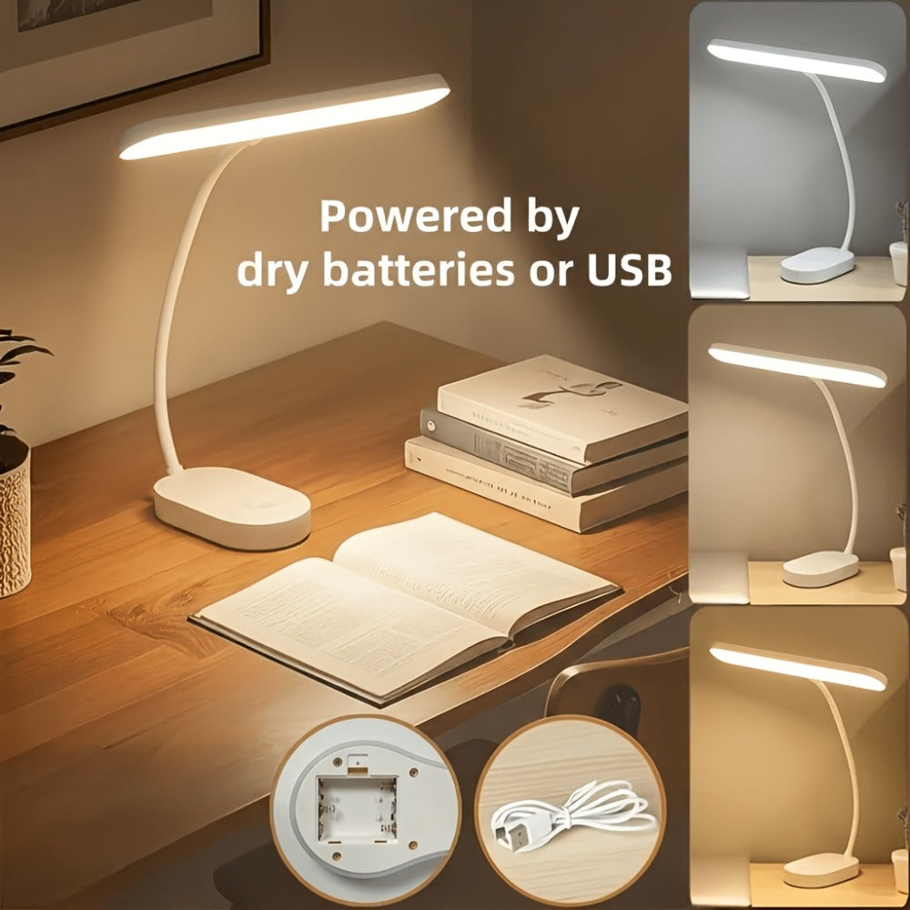 Gooseneck LED Desk Lamp with 28cm Light Bar, 45.5cm Height and Dry-Battery or USB Power Options