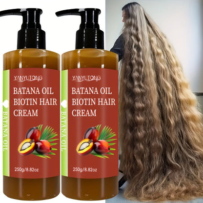 Unrefined Batana Oil Cream 250g with Squalane & Shea Butter — Honduras Deep Moisturizing Hair Treatment, Repairs Dry Damaged Hair, Boosts Shine, All Hair Types, Unisex