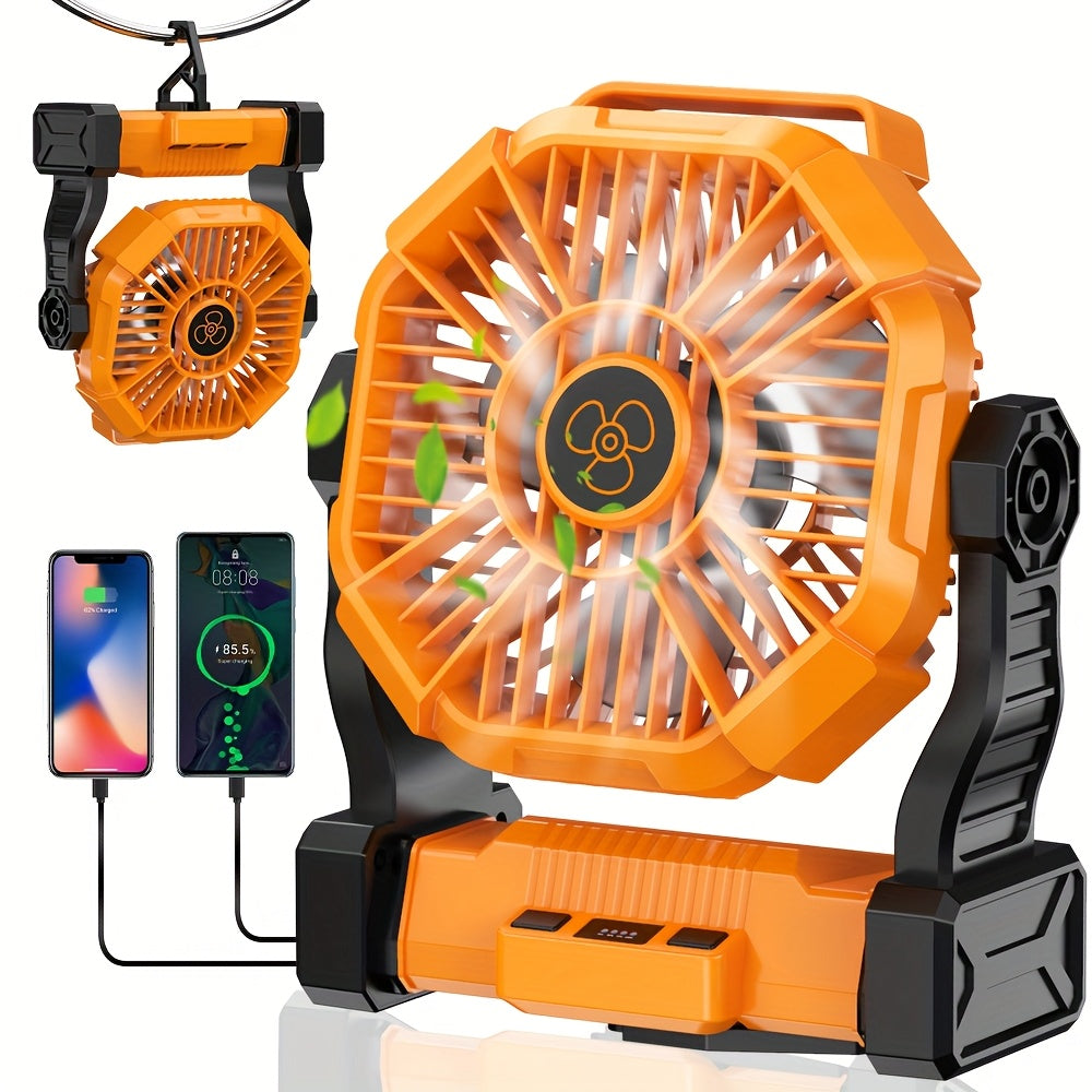 20000mAh-Label Camping Fan with Hanging Hook, LED Lantern and Six Color Checkout Options Pictured