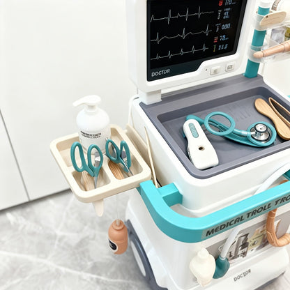 25-Piece Pretend Doctor Cart Play Set with Fold-Open Case, Display Panel and Toy Examination Accessories