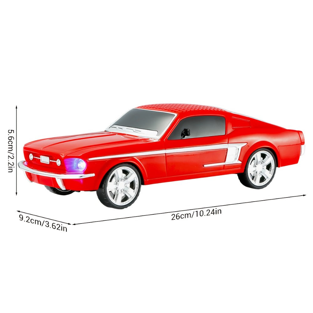 Retro Classic Car Model Bluetooth Speaker with Deep Bass, Colorful LED Lights, FM Radio, USB TF AUX Inputs, Built-In Mic, USB-C Rechargeable – Vintage Novelty Wireless Speaker for Home Decor, Office, Party & Gifts