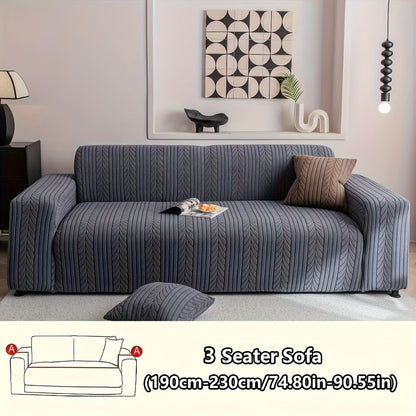 Sofa Cover Stretchy Washable Slipcover for 1 2 3 4 Seater Couch, Zigzag Textured Fabric, Scratch Slip Resistant Furniture Protector, Cream White Light Grey Dark Gray Coffee Brown