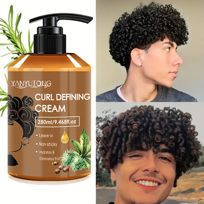 Curl Setting Cream with Castor Oil 280ml - Moisturizing Long-Lasting Curl Definition & Frizz Control, Non-Greasy Lightweight Formula for Wavy, Curly & Straight Hair, Women & Men