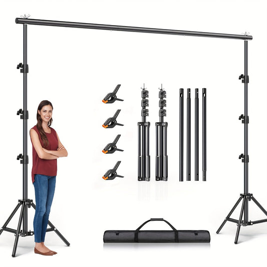 10x10Ft Heavy-Duty Backdrop Stand Kit with 2 Adjustable Support Stands 4 Crossbars 4 Clamps for Photography Video Studio Party Decoration Wedding Event Background Support System