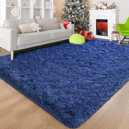 Shaggy Area Rug Soft Plush Fuzzy Carpet Non-Slip Tie-Dye Design for Bedroom Living Room Nursery Dorm — Pet Friendly Machine Washable Multiple Sizes & Colors