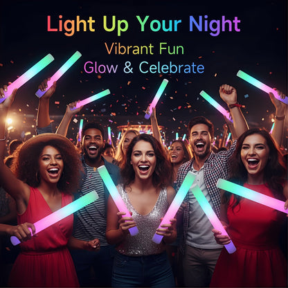 Foam Glow Sticks Set 103pcs 70pcs 40pcs – LED Light Up Foam Sticks 3 Flashing Modes Assorted Colors Bulk Pack for Party Wedding Birthday Concert Rave Glow Night Event