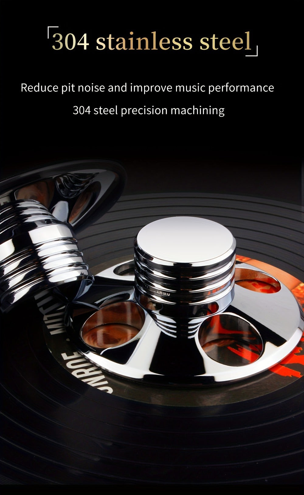 Vinyl Record Weight Stabilizer, 79 mm Metal Turntable Clamp in Solid or Four-Hole Black, Silvery and Golden Options