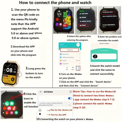 Smartwatch with 3 Straps Set 1.83" Full Touch Screen – Wireless Calling Multi Sport Mode Navigation Remote Camera Music USB Rechargeable for Men Women Black Pink Silver Gold