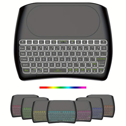 Wireless Mini Keyboard with Large Touchpad & 7-Color Backlight – Bluetooth & 2.4G Dual Mode Handheld Keyboard Remote Control, Rechargeable, USB Dongle, Plug and Play for TV Box PC Smart TV