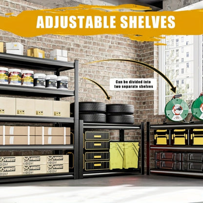 2500LBS Garage Storage Shelves Adjustable Metal Shelving 72" – Upgrade Double Layer Column Commercial Grade Utility Rack | 5-Tier Steel Shelf for Warehouse, Basement, Kitchen & Pantry | 35.5"W × 16"D × 72"H Black