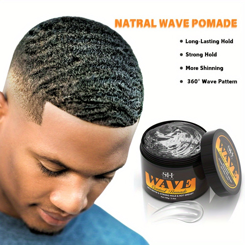 Wave Pomade Set for Men Strong Hold 360 Waves — Glycerin Formula Silky Shine, 4-Piece or 5-Piece Bundle with Silky Durag & Wave Brush, Deep Wave Pattern Hair Styling Kit, 100g