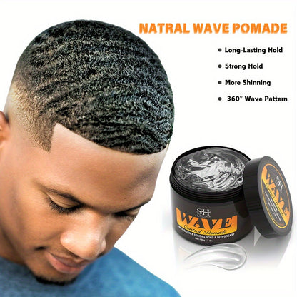 Wave Pomade Set for Men Strong Hold 360 Waves — Glycerin Formula Silky Shine, 4-Piece or 5-Piece Bundle with Silky Durag & Wave Brush, Deep Wave Pattern Hair Styling Kit, 100g