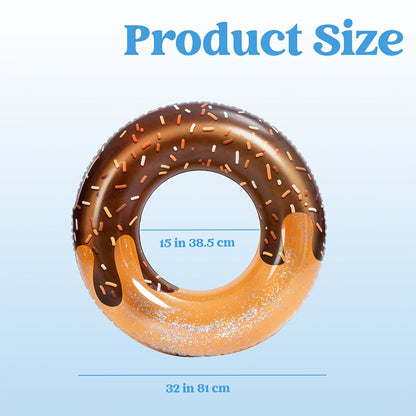 Inflatable Donut Pool Float 3-Pack | Glitter Swim Ring for Adults & Kids