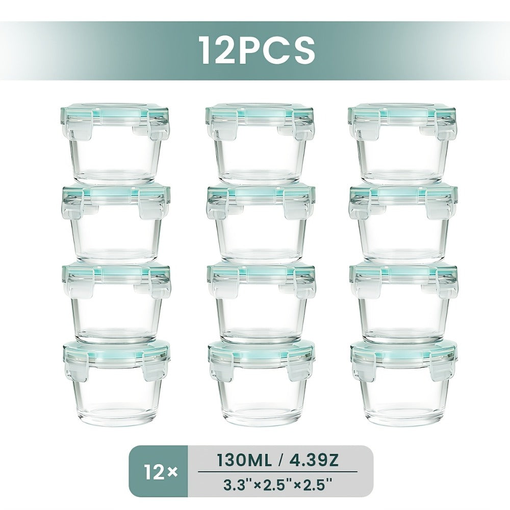 Food Storage Containers 12-Piece Glass Set with Clip-On Lids for Microwave, Oven, Freezer and Dishwasher Use