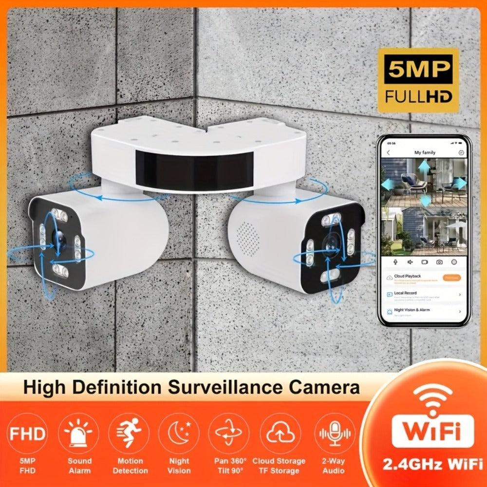 10x Zoom Dual Lens PTZ Outdoor Security Camera 5MP, 360° Pan Tilt, Siren Alarm, Two-Way Audio, Color Night Vision, 24H Wired Power, WiFi App Control – Home & Business Surveillance
